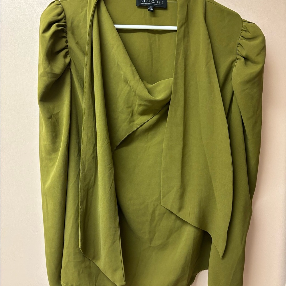 Eloquii Olive Green Drape Blouse